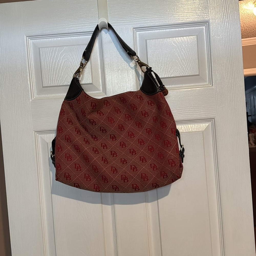 Dooney & Bourke Large Red and Brown Shoulder Bag with Dust Bag - Picture 2 of 6